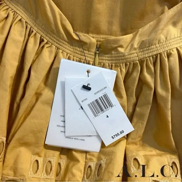 A.L.C. **NWT** Blair Eyelet Halter Cotton Maxi Dress Butterscotch Yellow